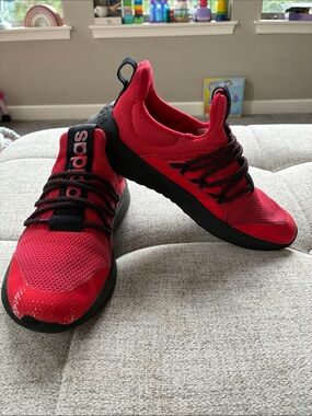 adidas Red and Black Slip-On Athletic Sneakers